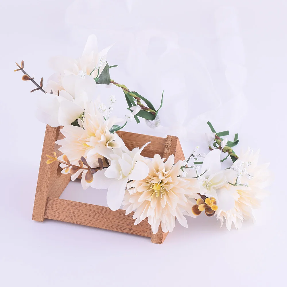 Цветочный венок короны лилий ручной работы CXADDITIONS для свадебной поездки на фестивали декоративное головное украшение для девушки с розами.