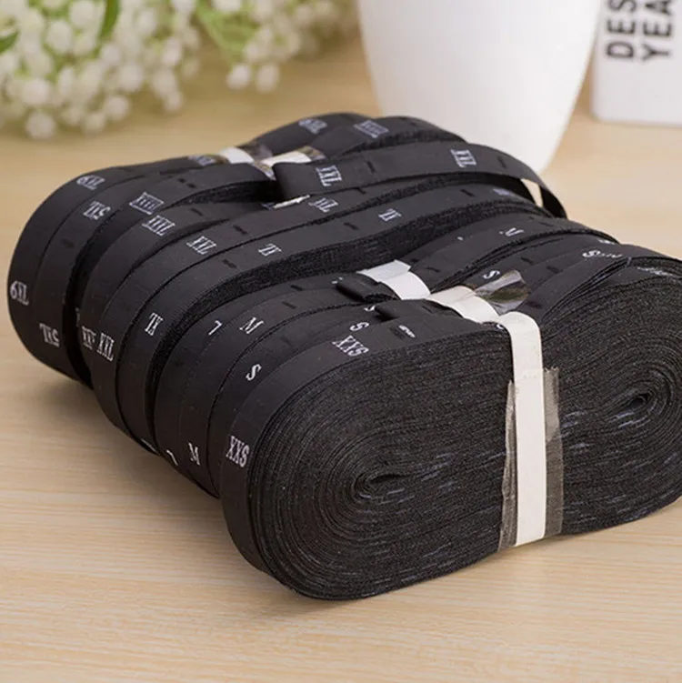 Ярлыки с вышивкой черного цвета 1200 шт. (2 рулона)|size labels|care labelssize tags |