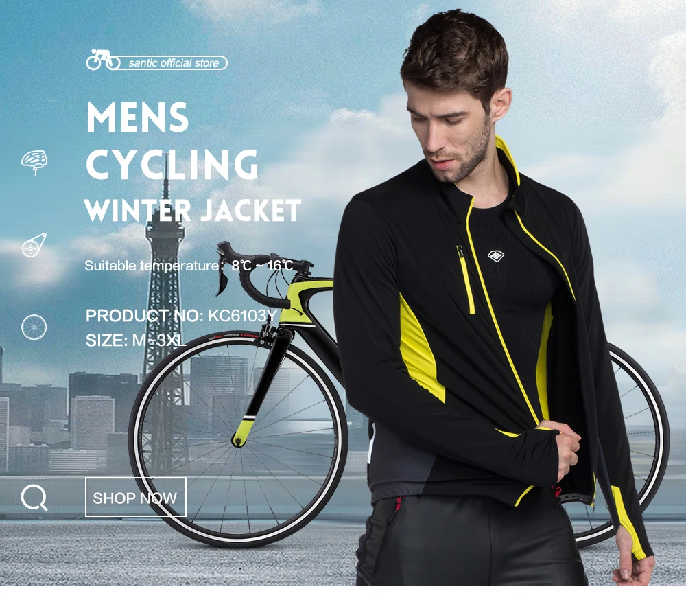 Мужские куртки для велоспорта Santic из нескольких тканей черно-желтого цвета, сохраняющие тепло, осенне-зимняя одежда для велоспорта KC6103Y