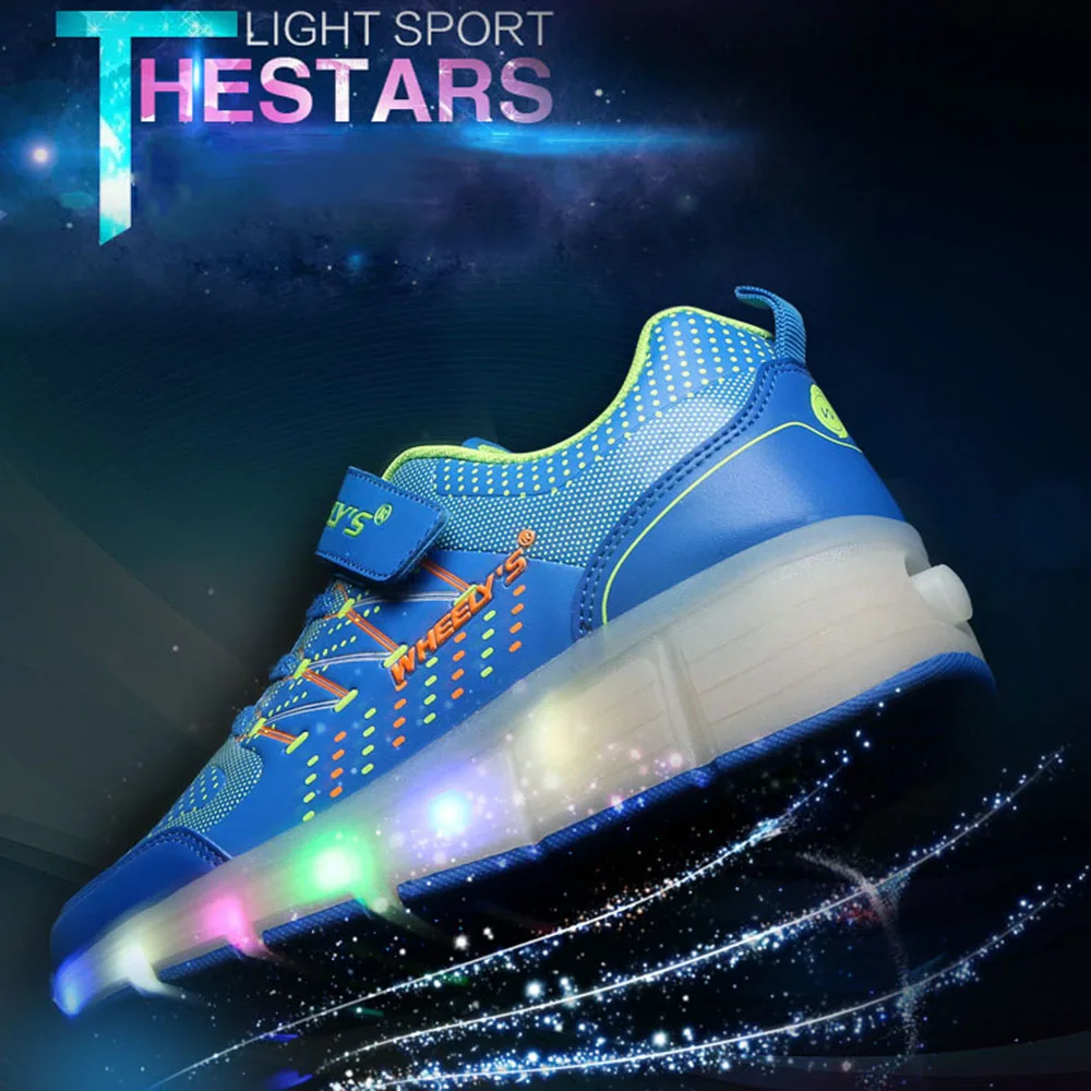 Детские светящиеся кроссовки светодиодная обувь для роликовых коньков