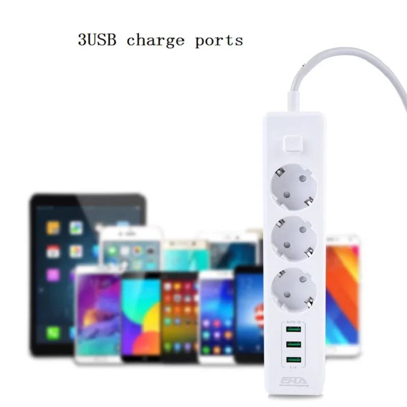 EU мощность полосы USB зарядное устройство умная розетка удлинитель штепсельная
