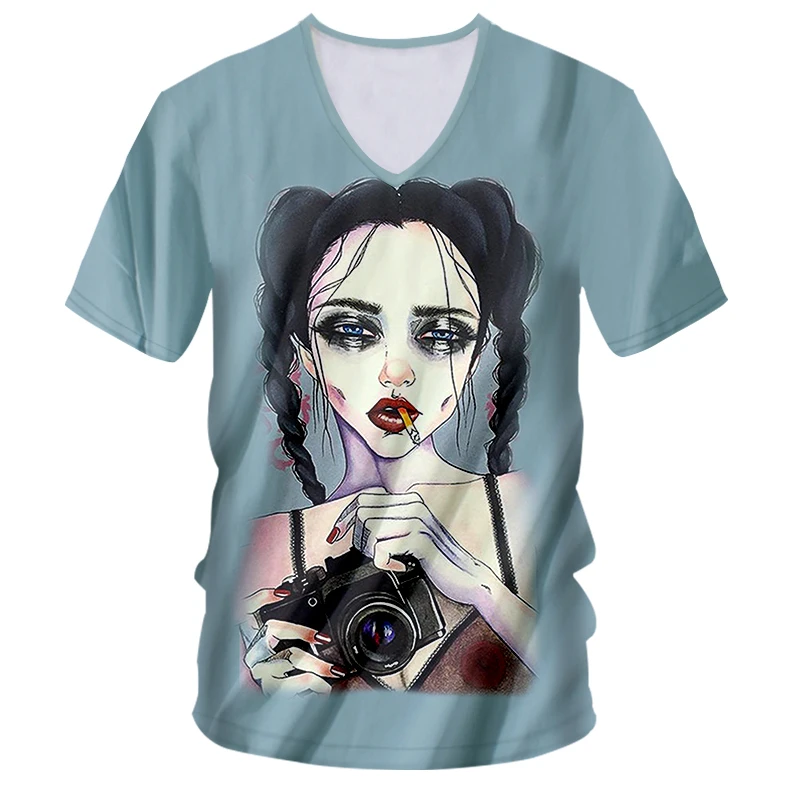 OGKB футболка с v-образным вырезом для мужчин/женщин забавным принтом камера