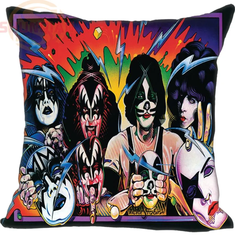 

New Hot Product Custom Square Pillowcase Kiss Rock Band Pillow Case Zippered Drop Shipping 20x20cm 35x35cm 40x40cm