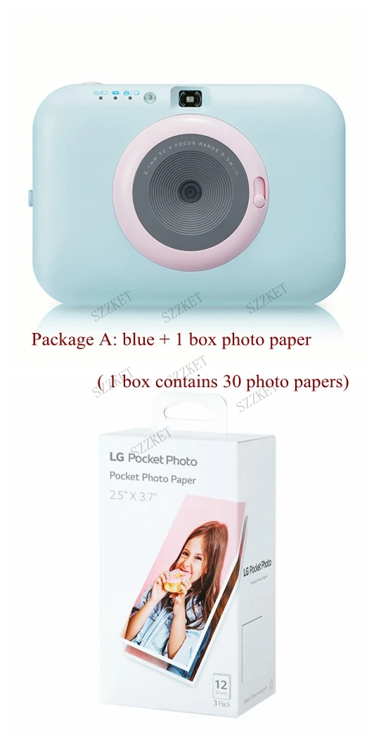 Package A PC389 мобильного телефона Bluetooth Карманный фотопринтер забавная камера дома цвет мгновенной фото камеры бескраскового «2 в 1» для камеры для печати фотографий - Цвет: Package A