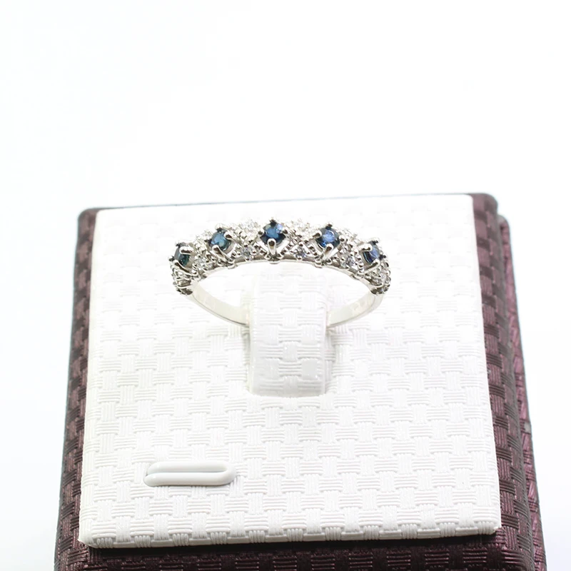 Кольцо с сапфиром в барочном стиле для помолвки 5 шт. натуральное темно-синее