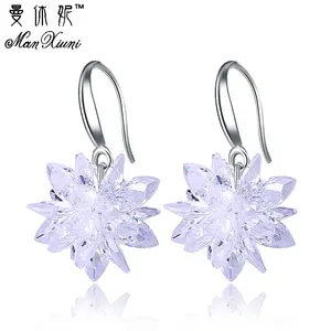 Женские посеребренные серьги-подвески в виде снежинки, ювелирные изделия, подарок на день рождения, 2021