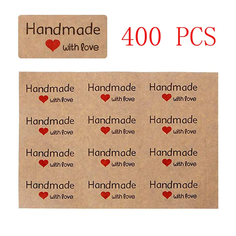Наклейки из крафт бумаги Thank You ручной работы наклейки с надписью handmade with love