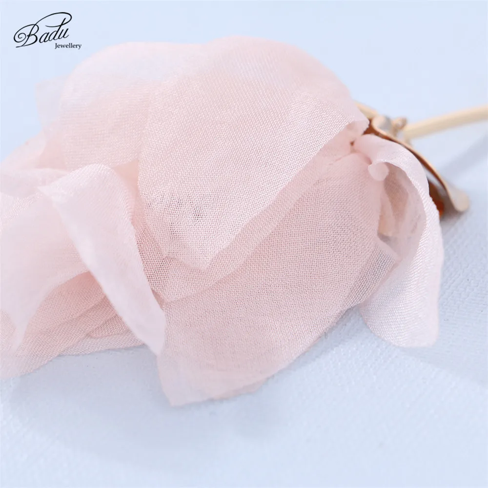 Badu модные большие серьги в виде цветка из пряжи длинные висячие розовые