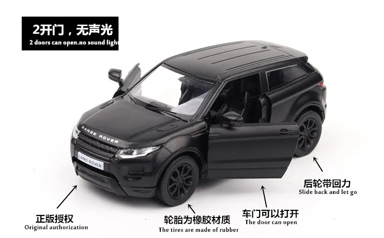 Горячая 1:36 колеса масштаб моделирование литья под давлением автомобили Land Rovers evoque металлическая модель оттягивающийся сплав игрушки коллекция для детей Подарки