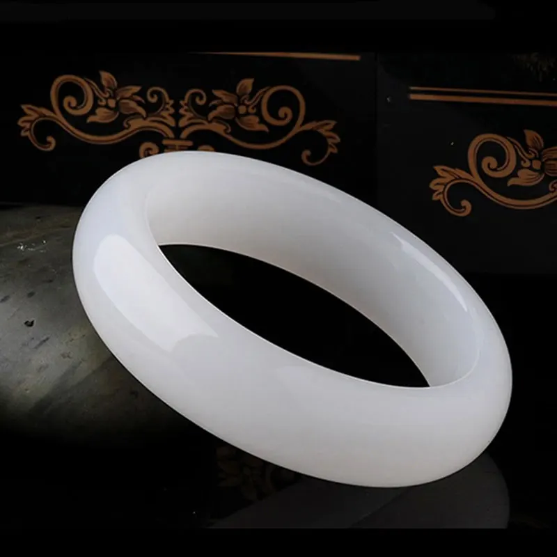 

KYSZDL Free shipping Natural white stone bracelet Narrow version fashion elegant Genuine natural stone Bangle Lady's gift