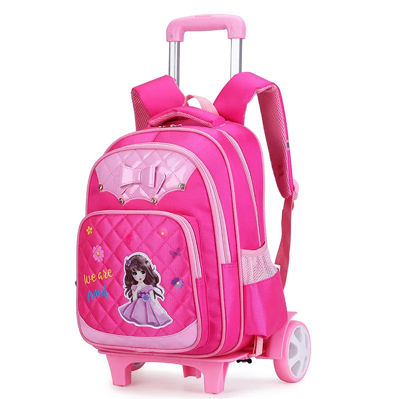 Модный детский рюкзак на колесиках 2/6, школьные сумки на колесиках для девочек, детские дорожные сумки на колесиках, школьные рюкзаки