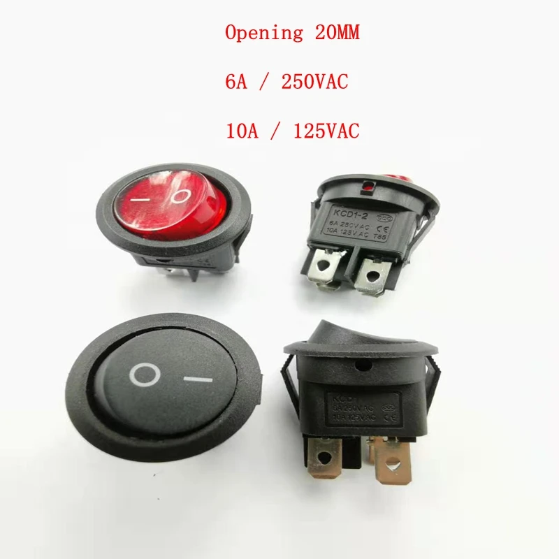 5 шт. 4-контактный переключатель ВКЛ./ВЫКЛ. черный красный кулисный 6 а250 в