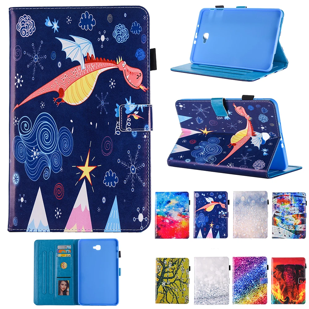 Из искусственной кожи чехол для Samsung Galaxy Tab A a6 10,1 T580 SM-T585 T580N принципиально планшеты Мода слон с принтом в виде дракона в виде ракушки