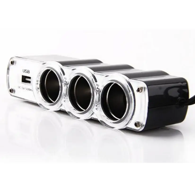 Интерьер автомобиля 3 розетки Φ разветвитель и 1 USB порт автомобильное зарядное