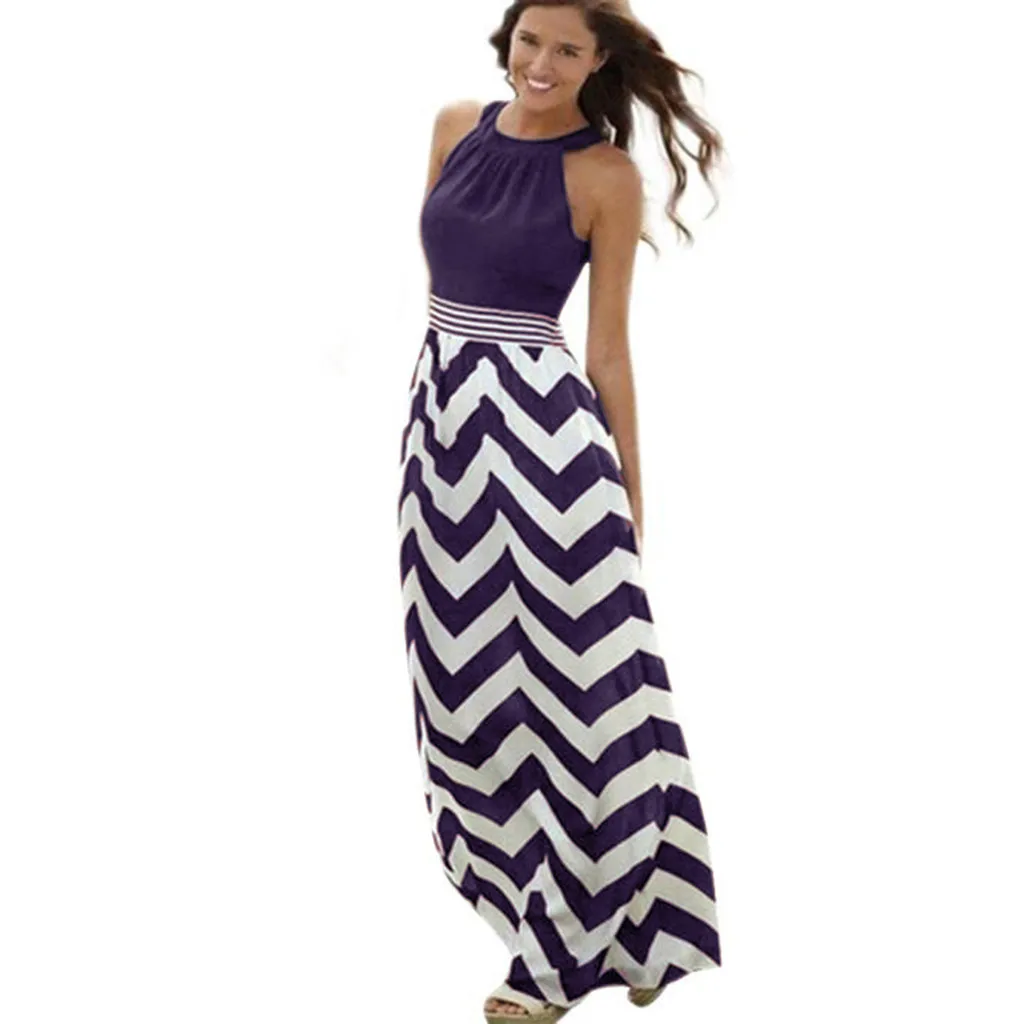 

New Summer good looking Refreshing Fashion Women Sexy Summer Long Maxi Sleeveless Off-Shoulder Beach Long Dress robe femme 40*