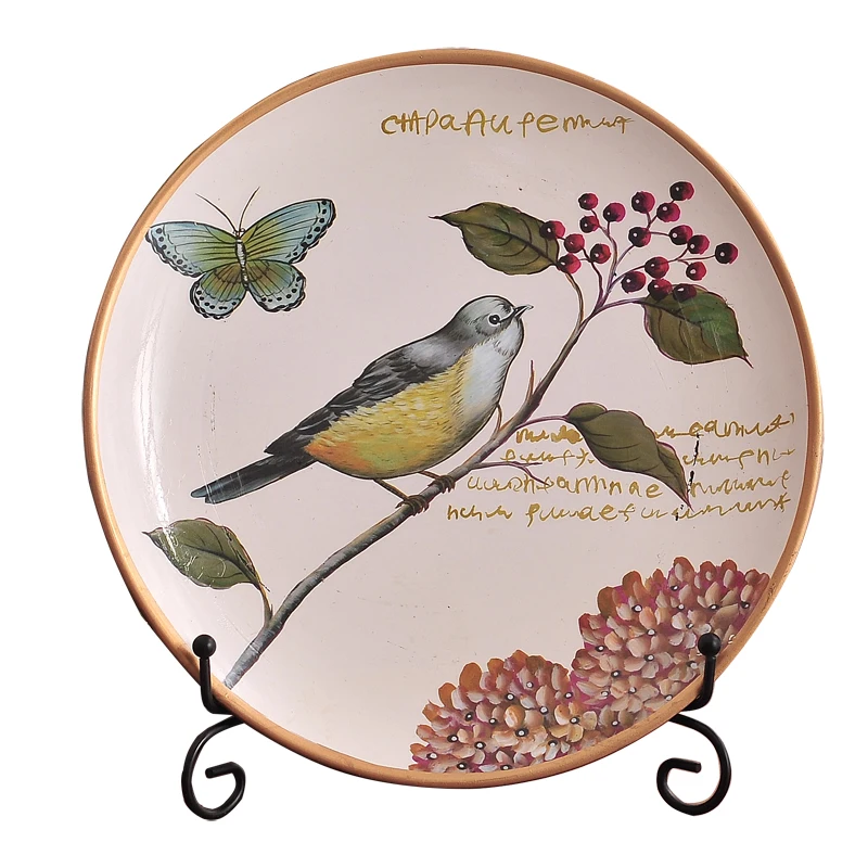 

plate ceramic plate decoration European style living room TV cabinet decoration Home Furnishing porch painting process