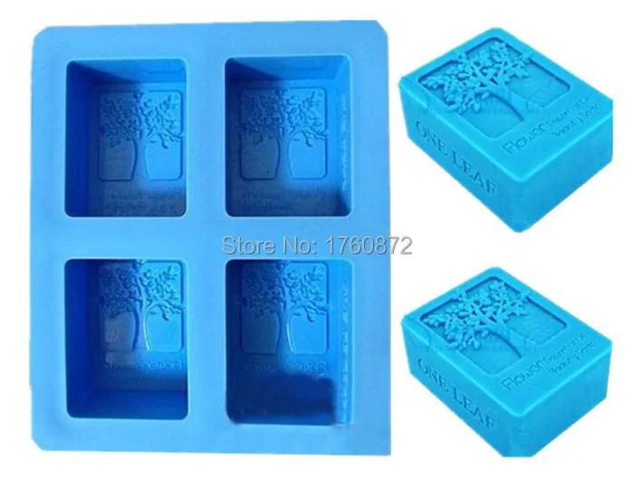 

Free shipping Wholesales 4 Hole tree Modelling soap mold silicone cake mold fondant chocolate mold handmade soap mold