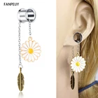 Fanpeijy 16 г серьги-гвоздики из нержавеющей стали-гантели, поддельные обманки, иллюзия, пробки, 0 г, вид, клещи, обманка, накладные затычки для ушей