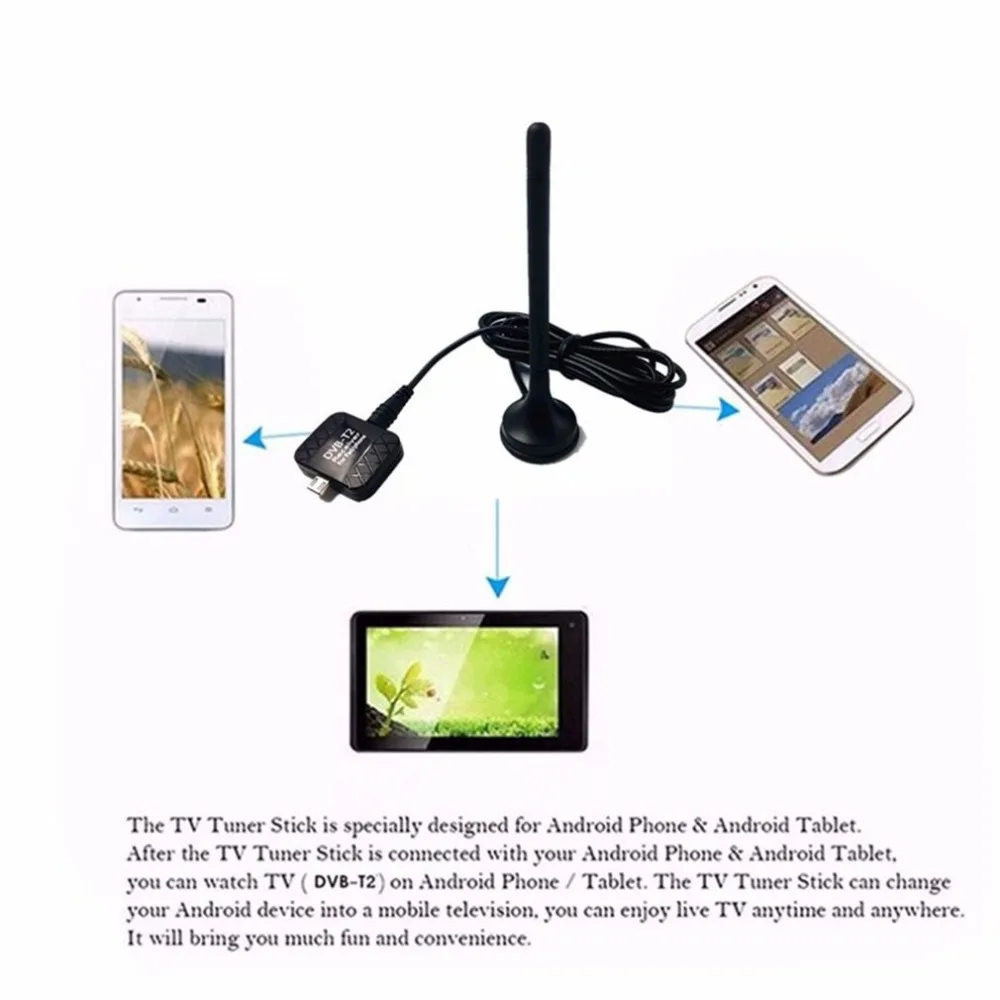 HD цифровой ТВ приемник USB DVB-T2 ТВ-палка для телефона Android Pad D ТВ спутниковый приемник Micro USB часы ТВ DVB-T2 сигнал HD809