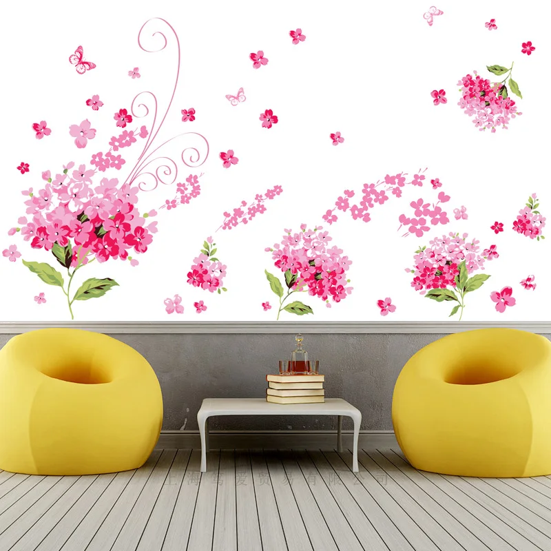 Наклейка на стену из ПВХ с розовыми цветками вишни DIY настенные наклейки для