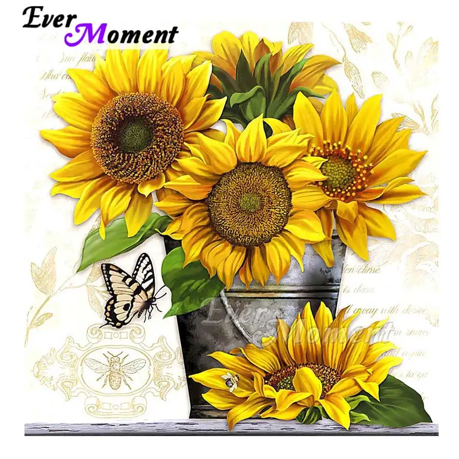 Ever Moment Diamond Painting Cross Stitch Sunflower 5D DIY Picture Mosaic Rhinestone Embroidery Needlework S2F1666 | Дом и сад