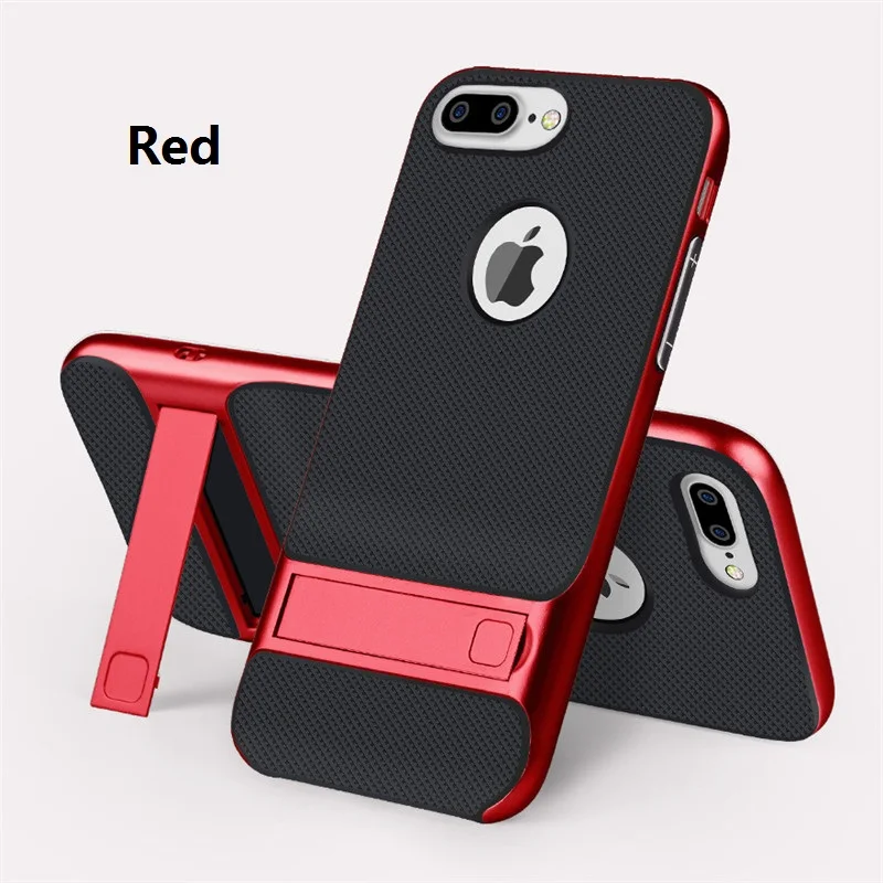 Red МОДА ромбические текстуры кронштейн Поддержка чехол для телефона для iPhone 6 6s 7 8 Мягкие TPU чехол с откидной ножкой чехол для iPhone 8 плюс 6s плюс XS - Цвет: Red