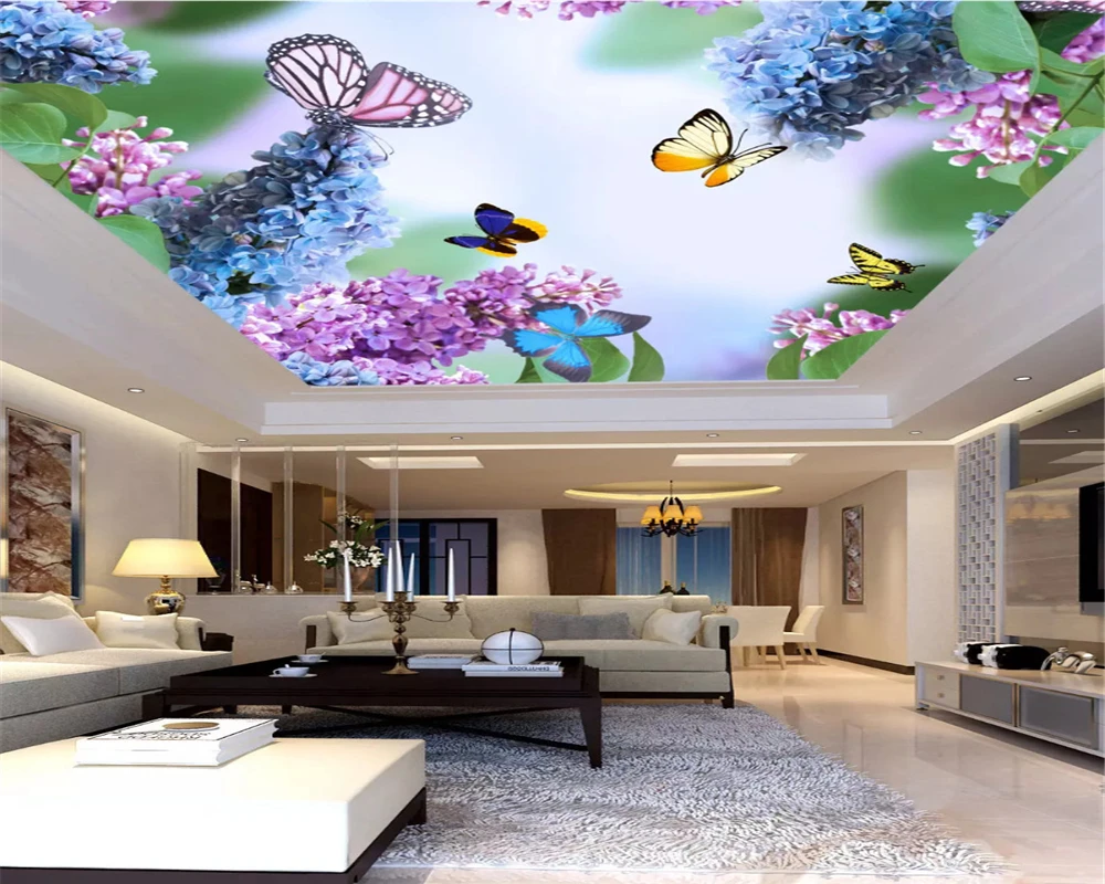 Обои для гостиной красивые и элегантные wisteria цветочные бабочки потолочные обои