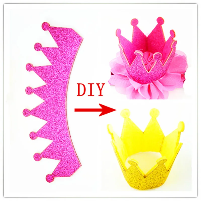 500 шт./лот оптовая продажа НЕОБРАБОТАННАЯ блестящая фетровая Корона первый день