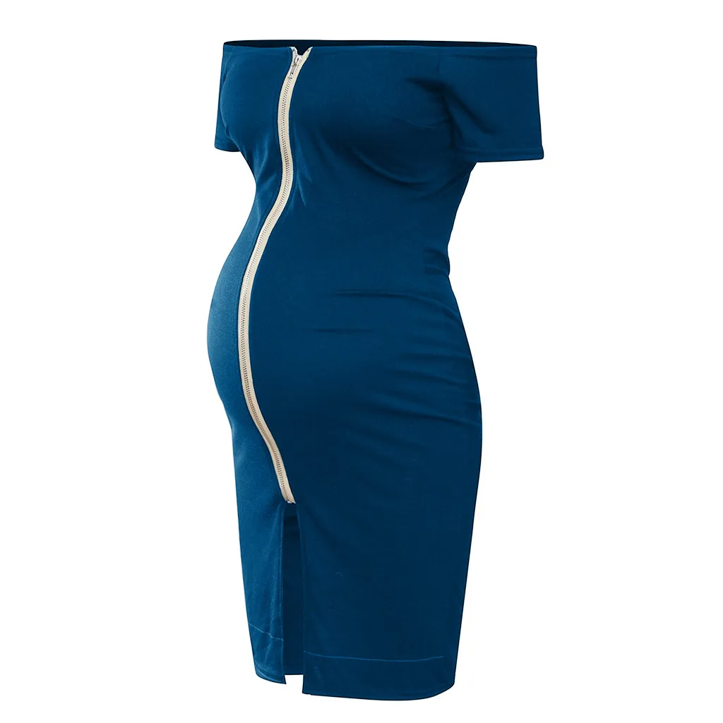 

2019 New Fashion For Pregnant Women Maternity Nursing Baby Solid Color Dresses Breastfeeding Zipper Dress Summer Jolie Robe
