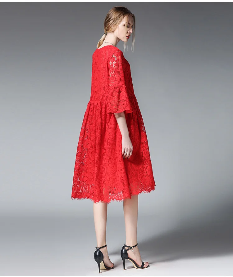 2017 дизайнерские Весна осень женские цветочные кружевные платья большие размеры