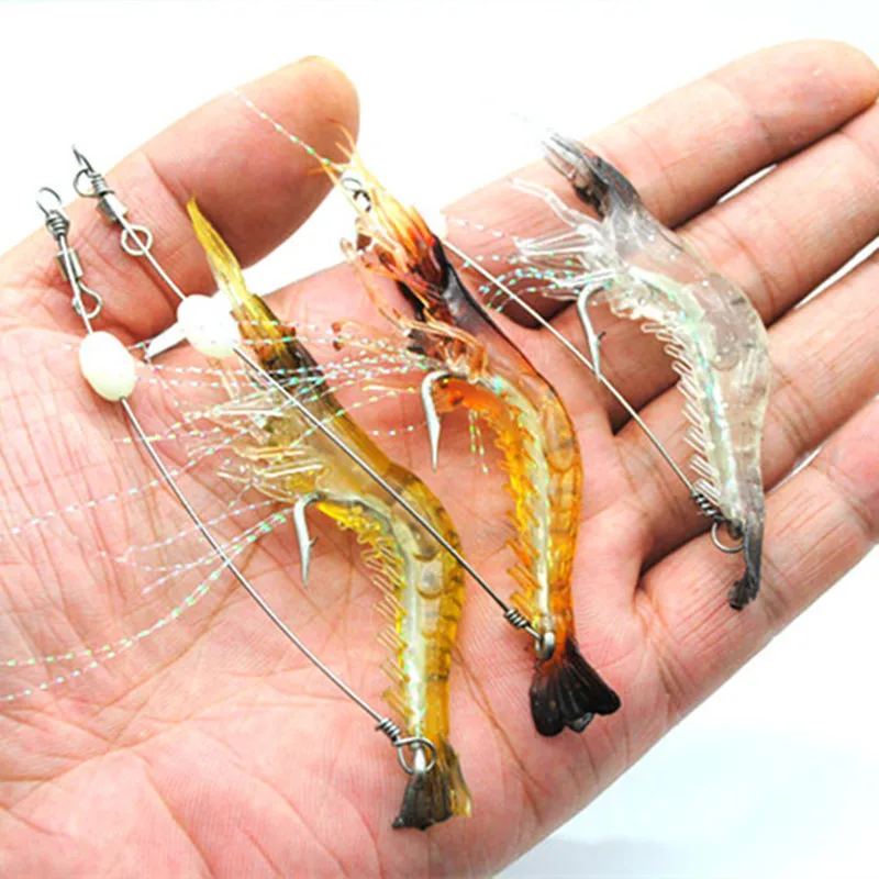 Мягкая силиконовая приманка 9 5 см 6 г Светящиеся креветки рыболовные приманки