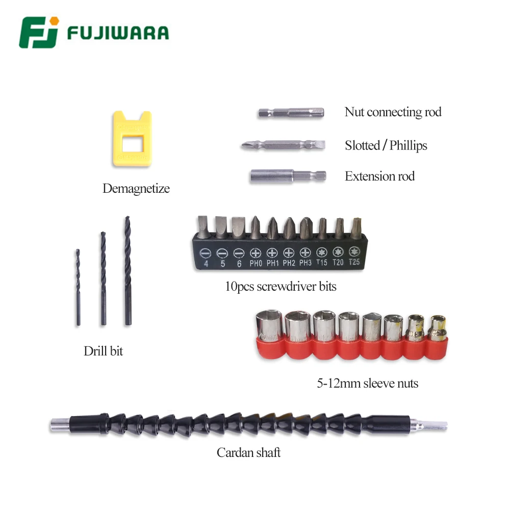 FUJIWARA 21 в/16,8 в/12 В электрическая шуруповерт аккумуляторная дрель с электроприводом Ударная дрель литиевая батарея 2 скорости
