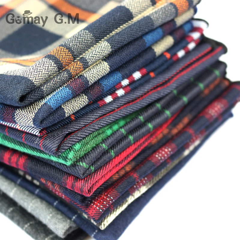 High Quality Cotton Mens Pocket Square Adult Plaid Hankerchief Scarves Vintage Hankies Men's Hanky Square Handkerchiefs