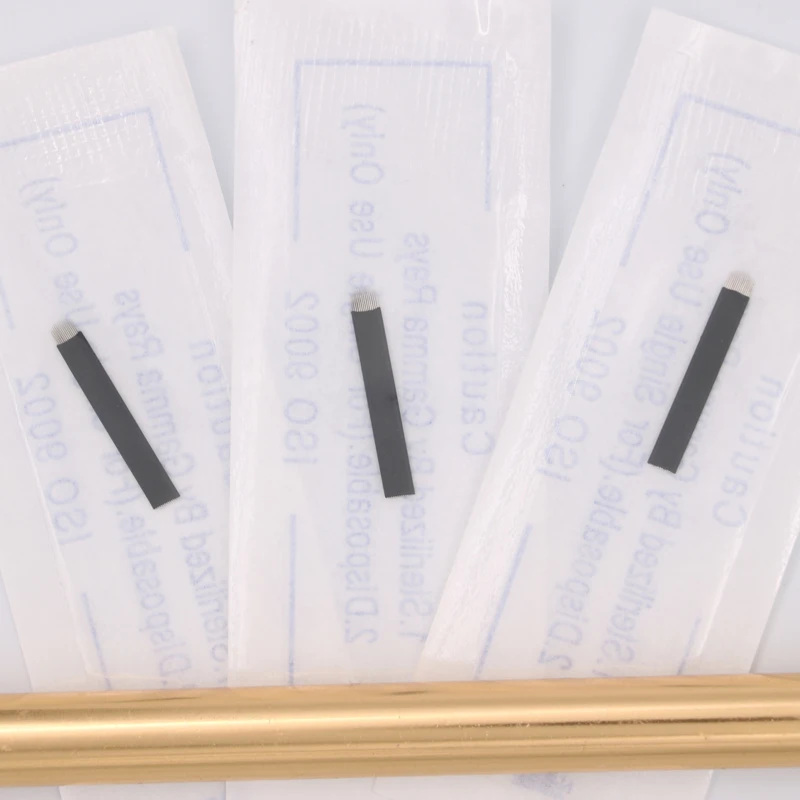 50 PCS Microblading Needles Black 14 Pins U Shape Permanent Makeup Blades Manual Eyebrow Tattoo Curved Blade For Pen | Красота и