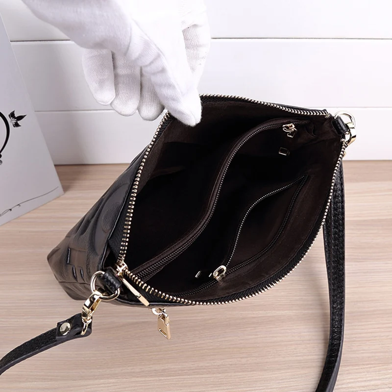 Женская сумка-мессенджер из натуральной кожи с надписью 100% Натуральная воловья