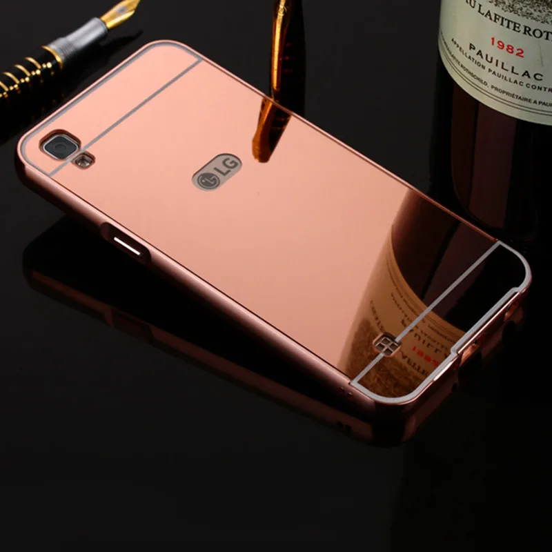 Чехол для LG X power металлический золотой бампер акриловая жесткая задняя крышка для телефона Capa для LG X power K210 K220 K220d 5," Coque Fundas - Цвет: Rose Gold