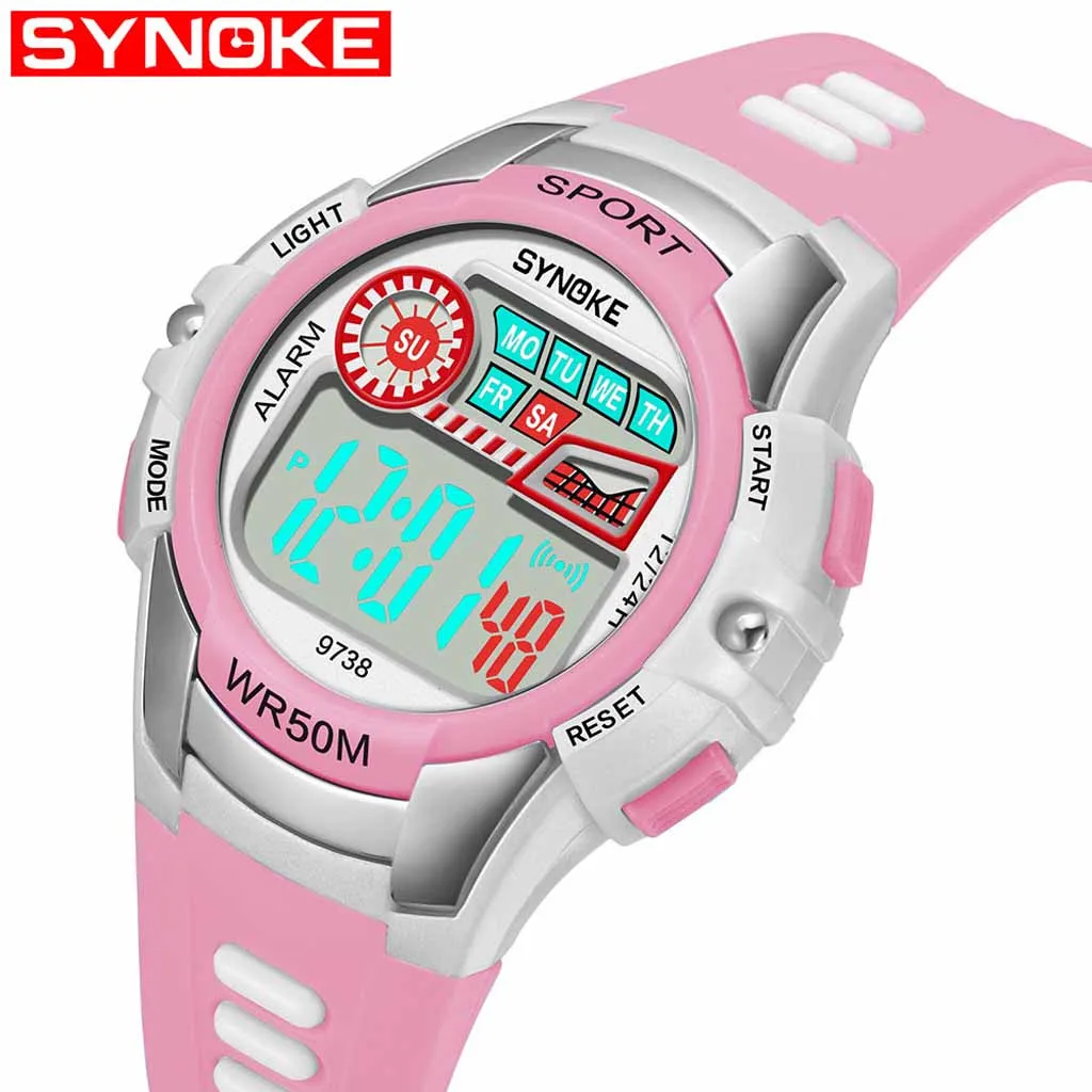 Цифровые часы для девочек детские светящиеся водонепроницаемые