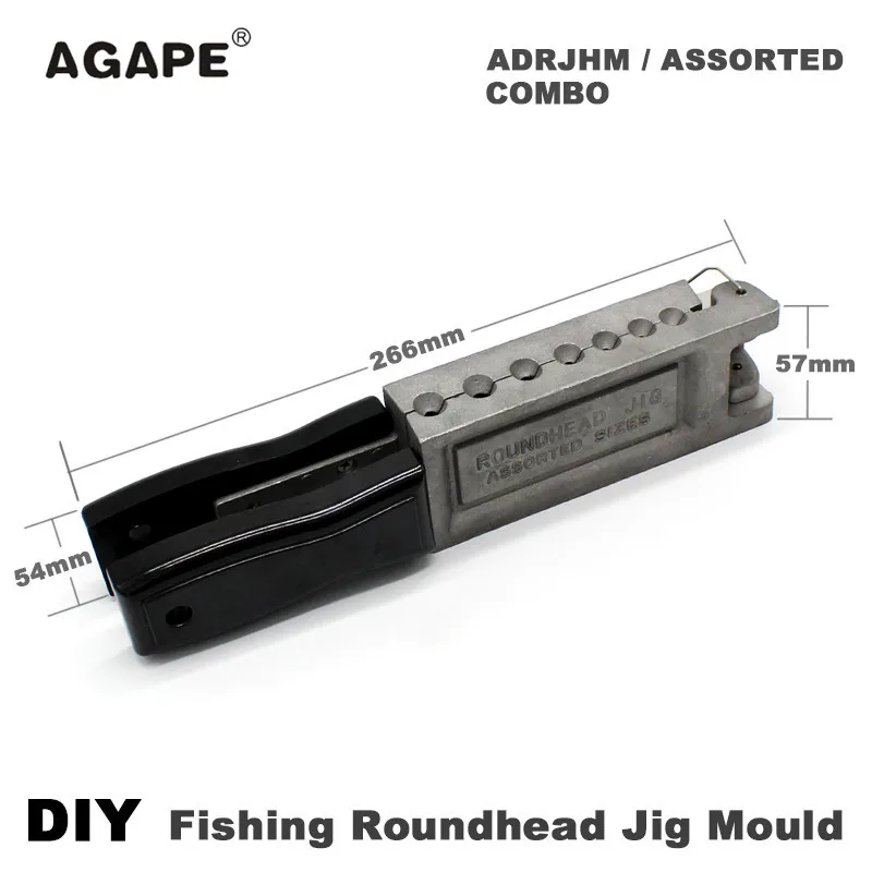 Agape DIY Fishing Roundhead Jig Mould ADRJHM/ASSORTED COMBO 1/32oz, 1/16oz, 1/8oz, 1/4oz, 5/16oz, 3/8oz, 1/2oz 7 Cavities enlarge