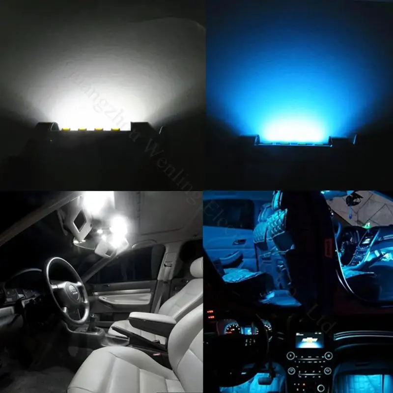 WLJH 6 шт. Автомобильный светодиодный светильник 31 мм 36 39 41 2835 SMD C5W C10W авто лампа
