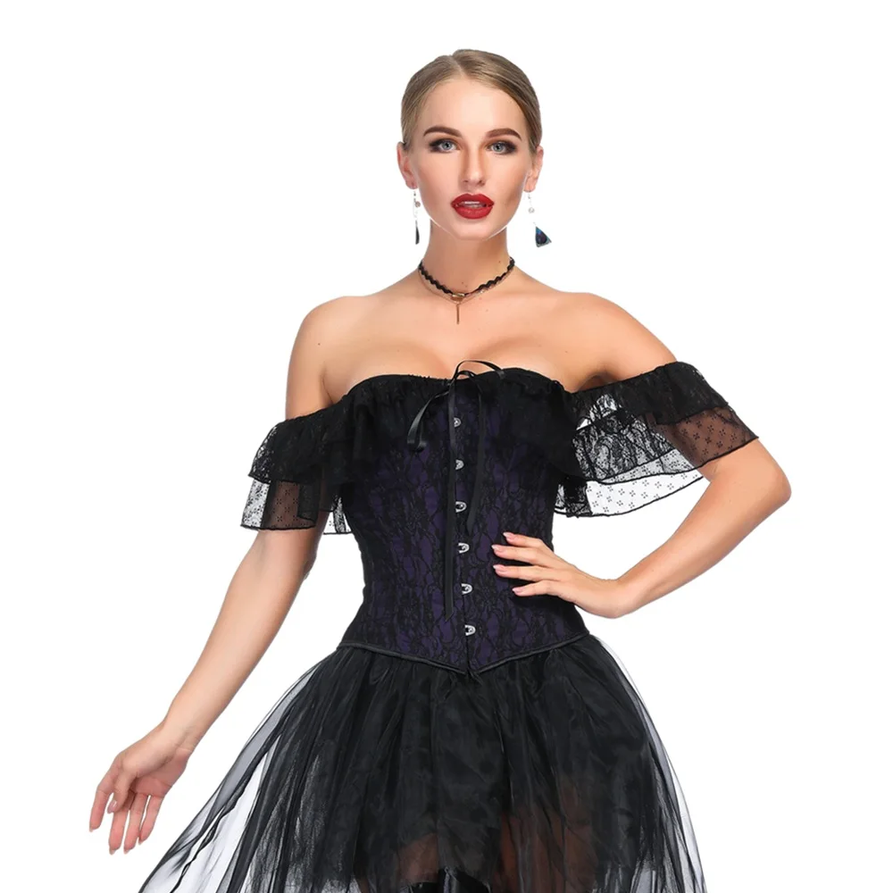 Сексуальный готический кружевной корсет Sladuo с открытыми плечами корсеты и