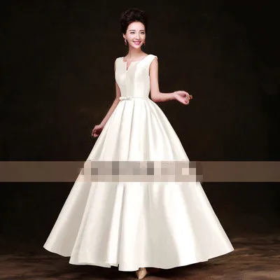 SSYFashion простое толстое сатиновое длинное вечернее платье без рукавов длиной до пола, свадебные вечерние платья для торжеств, вечерние платья на заказ - Цвет: Белый