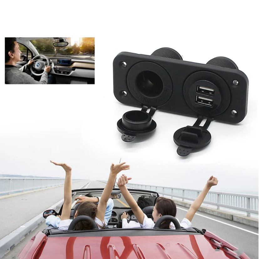 Новый двойной USB Зарядное устройство прикуриватель и гнездо Панель крепления