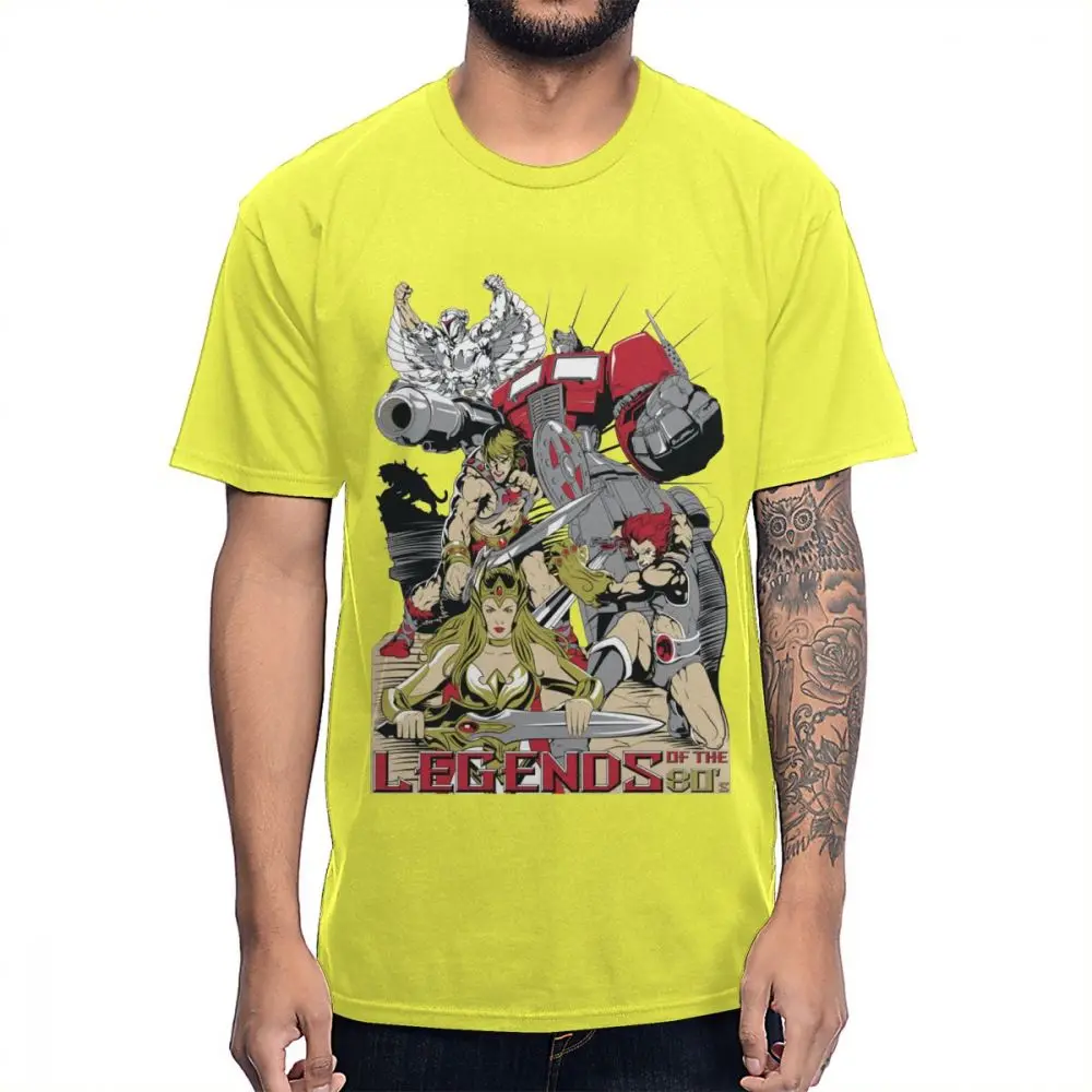 Классическая футболка с героями мультфильмов 80S He-Man Optimus Prime She-Ra Princess OF power Thundercats Мягкая тонкая мужская футболка - Цвет: Цвет: желтый