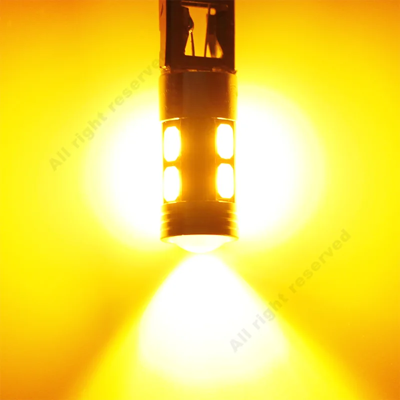 

2PCS H1 Yellow Amber Car LED light Fog Turn Daytime Running Driving DRL auto Bulb Lamp Vehicles Signal Tail New 10SMD 5630 Chip