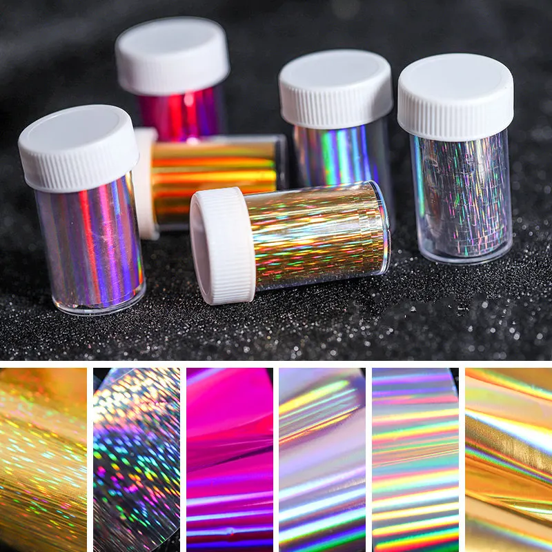 1 рулон 100 см Голографическая фольга на ногти ослепительное голографическое искусство ногтей лазерные переводные наклейки для украшения ногтей
