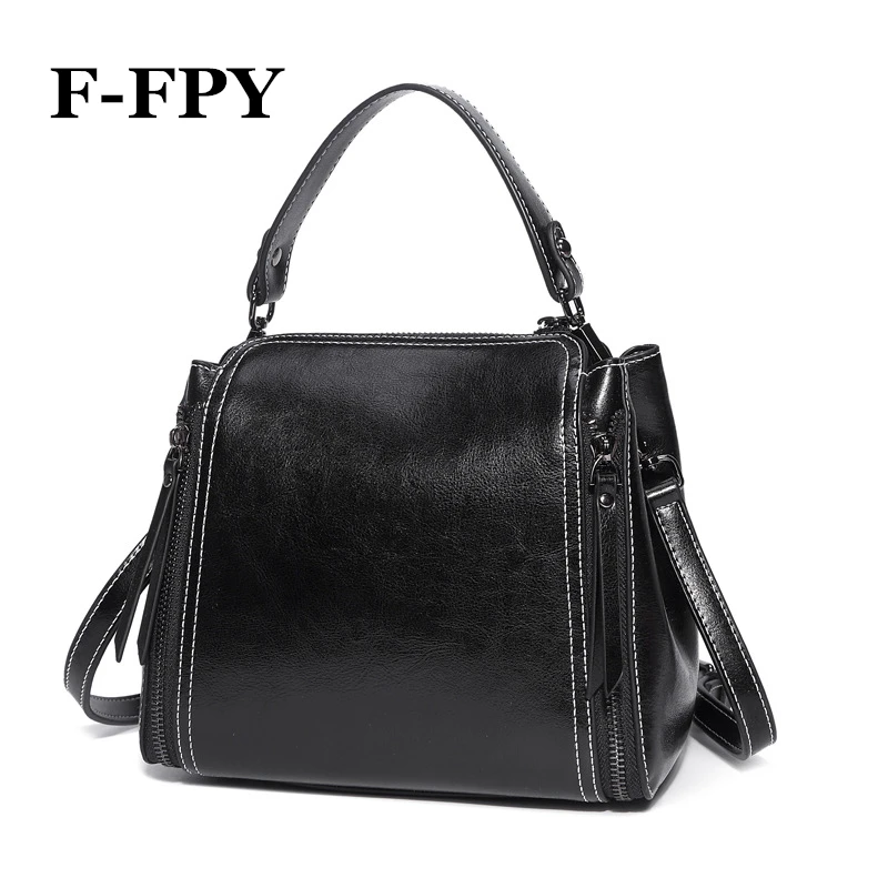 Famous Brand Design Female Bag Double Zipper Women Fashion Handbags Genuine Leather Vintage Shoulder Bags Ladies Crossbody | Багаж и сумки