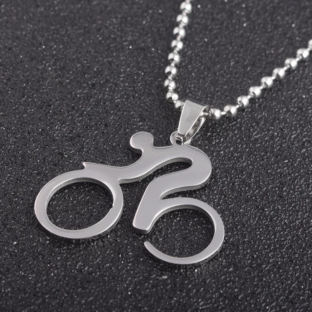 Punk Cool Bicycle Riding Cycling Men Necklace Figure Bike Rider Sport Jewelry Gift Male Stainless Steel Chain | Украшения и
