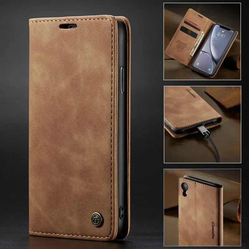 Чехол CaseMe для iPhone XR X 6 s 7 8 Plus Роскошные Ретро слоты для карт тонкий кошелек Флип кожаный чехол для телефона iPhone Xr Xs Max