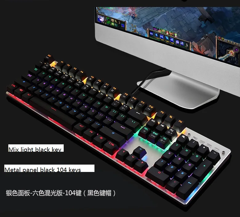 Игровая механическая клавиатура METOO проводная с 87/104 клавишами защитой от