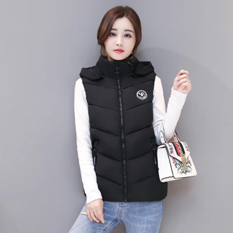 Жилет женский хлопковый с капюшоном тонкий большого размера 2018|Жилеты и